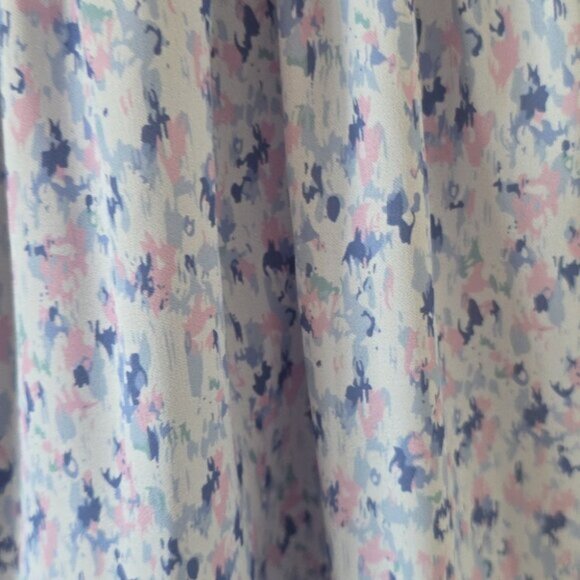 HEARTLOOM | Smocked Dress Tiered Skirt Floral Blue Spaghetti Straps Sz L - Picture 5 of 6